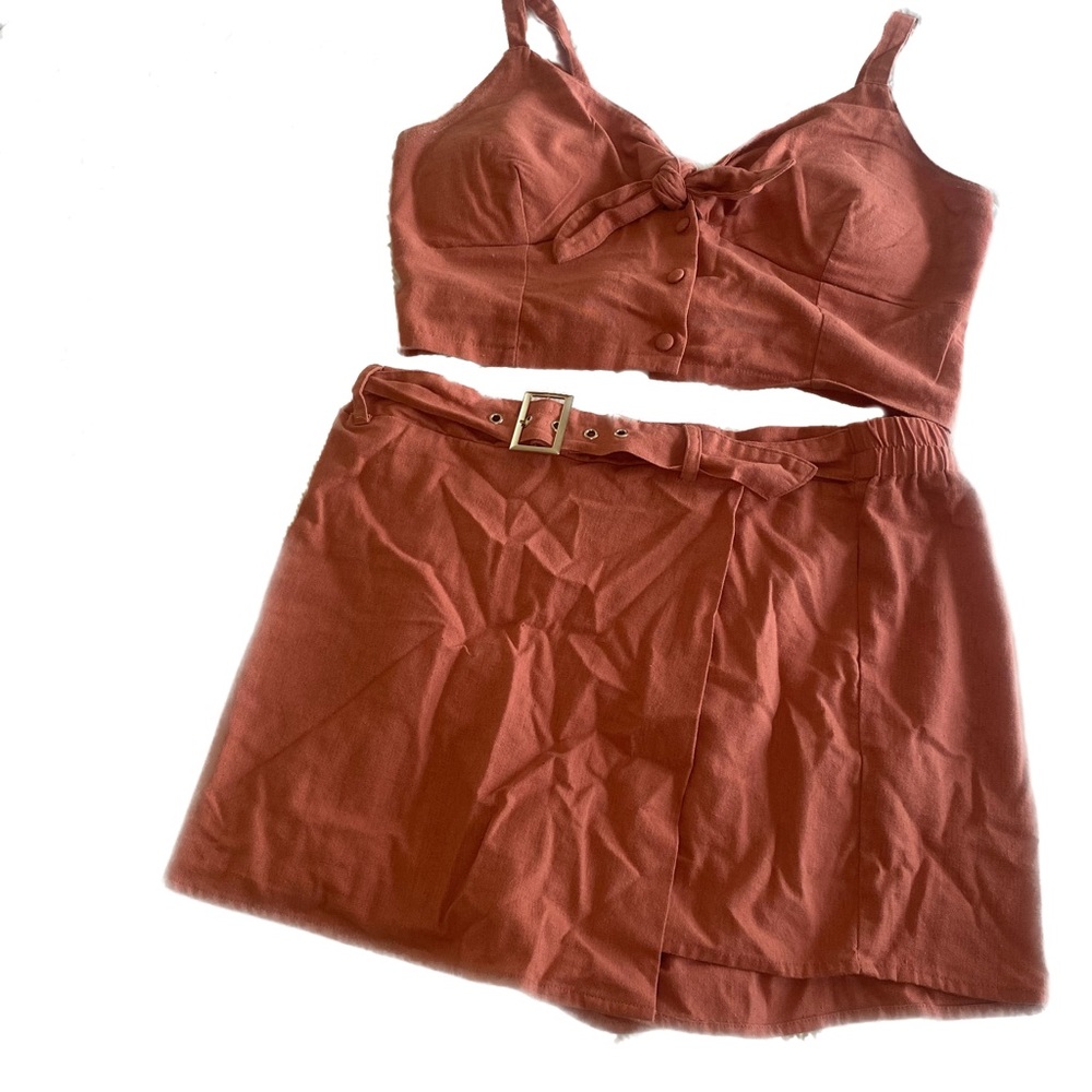 Haute Monde Matching Skort and Tank Two Piece Set in Coral